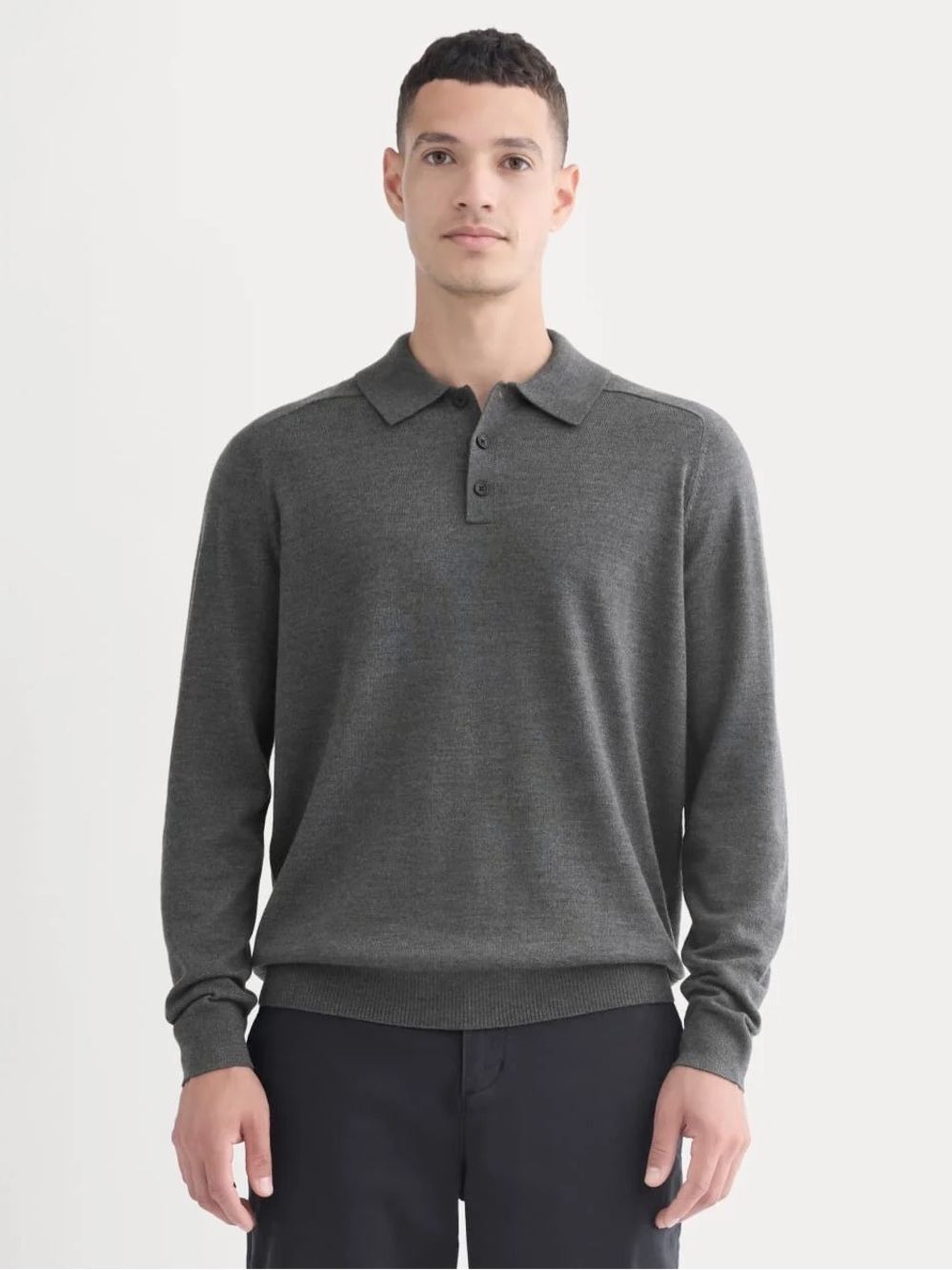 Everlane Men's Charcoal Knit Polo